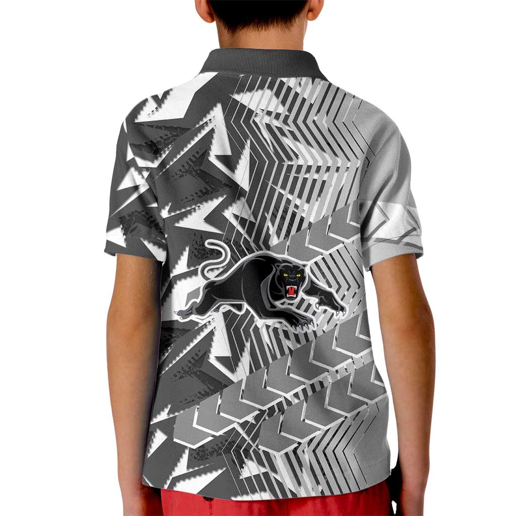 Penrith Panthers Rugby Kid Polo Shirt Fierce Mascot Geometric Tribal Art
