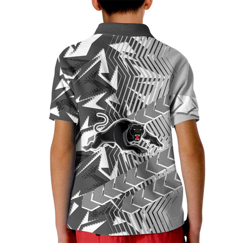 Penrith Panthers Rugby Kid Polo Shirt Fierce Mascot Geometric Tribal Art