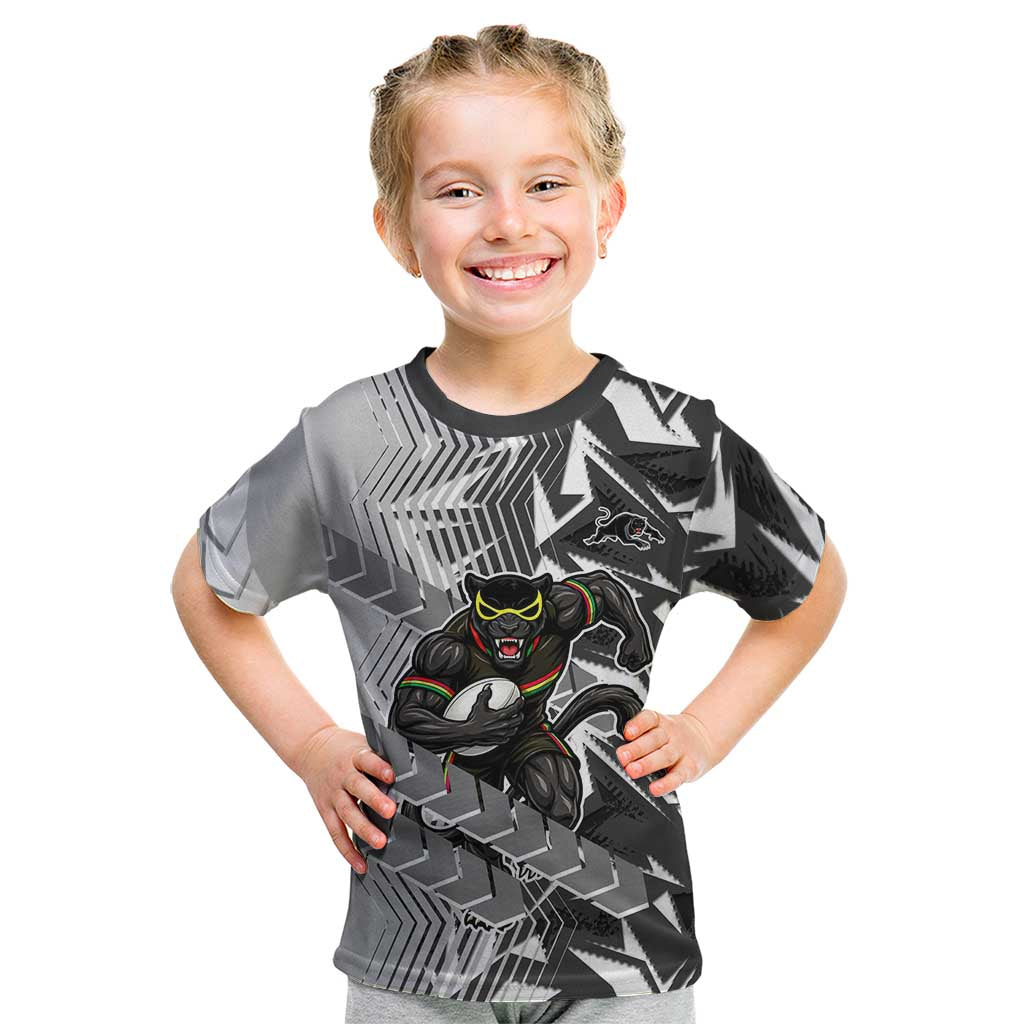 Penrith Panthers Rugby Kid T Shirt Fierce Mascot Geometric Tribal Art