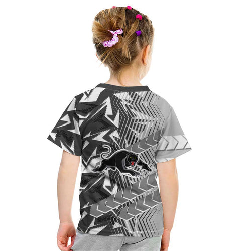 Penrith Panthers Rugby Kid T Shirt Fierce Mascot Geometric Tribal Art