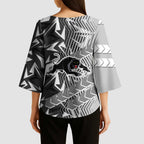 Penrith Panthers Rugby Kimono Sleeve Blouse Fierce Mascot Geometric Tribal Art