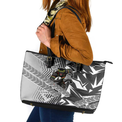 Penrith Panthers Rugby Leather Tote Bag Fierce Mascot Geometric Tribal Art
