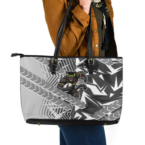 Penrith Panthers Rugby Leather Tote Bag Fierce Mascot Geometric Tribal Art