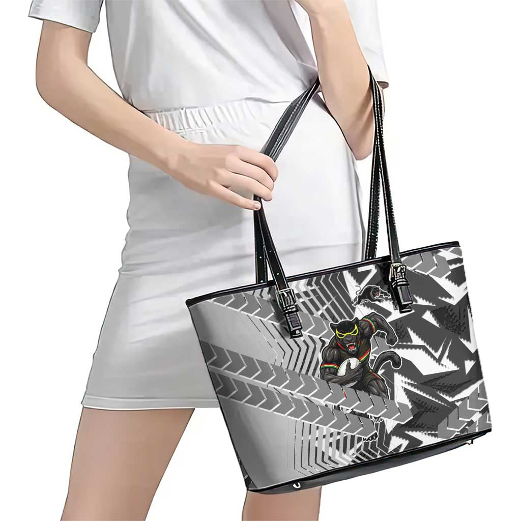 Penrith Panthers Rugby Leather Tote Bag Fierce Mascot Geometric Tribal Art