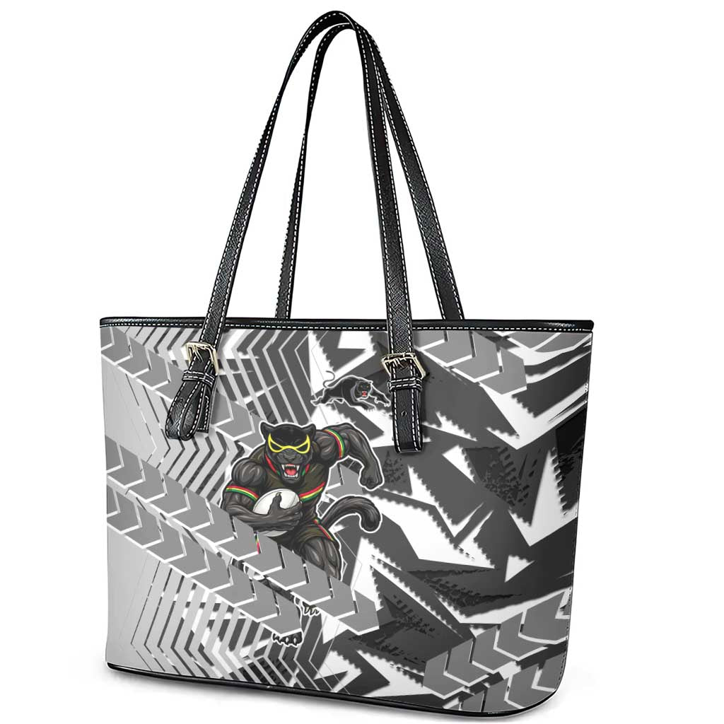 Penrith Panthers Rugby Leather Tote Bag Fierce Mascot Geometric Tribal Art