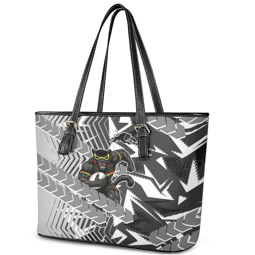 Penrith Panthers Rugby Leather Tote Bag Fierce Mascot Geometric Tribal Art