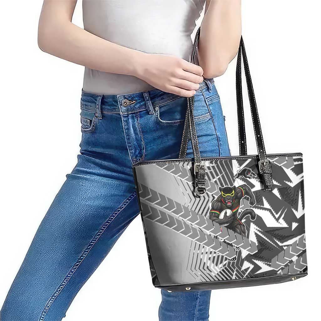 Penrith Panthers Rugby Leather Tote Bag Fierce Mascot Geometric Tribal Art