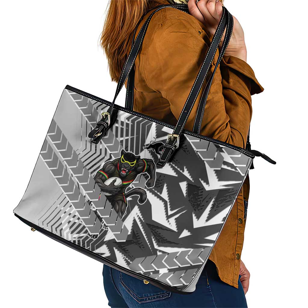 Penrith Panthers Rugby Leather Tote Bag Fierce Mascot Geometric Tribal Art