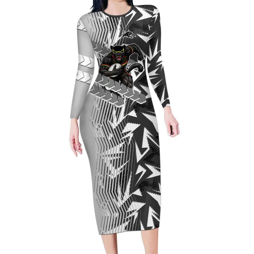 Penrith Panthers Rugby Long Sleeve Bodycon Dress Fierce Mascot Geometric Tribal Art