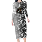 Penrith Panthers Rugby Long Sleeve Bodycon Dress Fierce Mascot Geometric Tribal Art