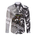 Penrith Panthers Rugby Long Sleeve Button Shirt Fierce Mascot Geometric Tribal Art