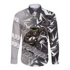 Penrith Panthers Rugby Long Sleeve Button Shirt Fierce Mascot Geometric Tribal Art