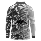 Penrith Panthers Rugby Long Sleeve Polo Shirt Fierce Mascot Geometric Tribal Art