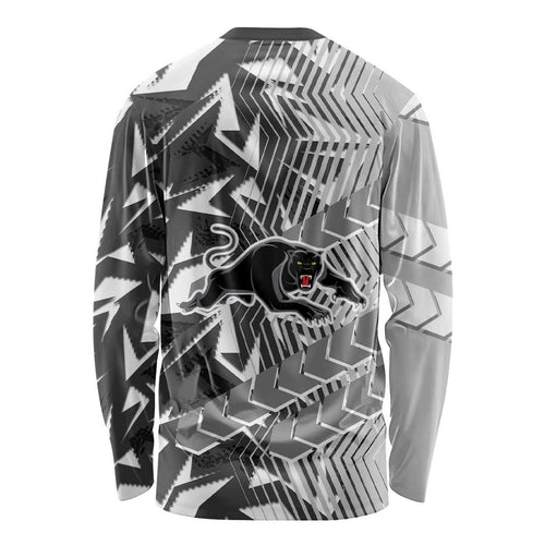 Penrith Panthers Rugby Long Sleeve Shirt Fierce Mascot Geometric Tribal Art