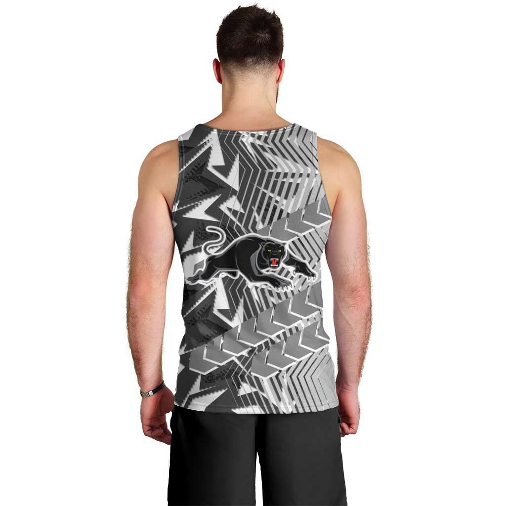 Penrith Panthers Rugby Men Tank Top Fierce Mascot Geometric Tribal Art
