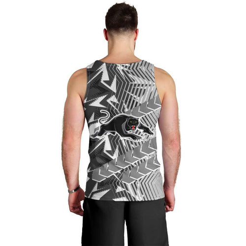 Penrith Panthers Rugby Men Tank Top Fierce Mascot Geometric Tribal Art
