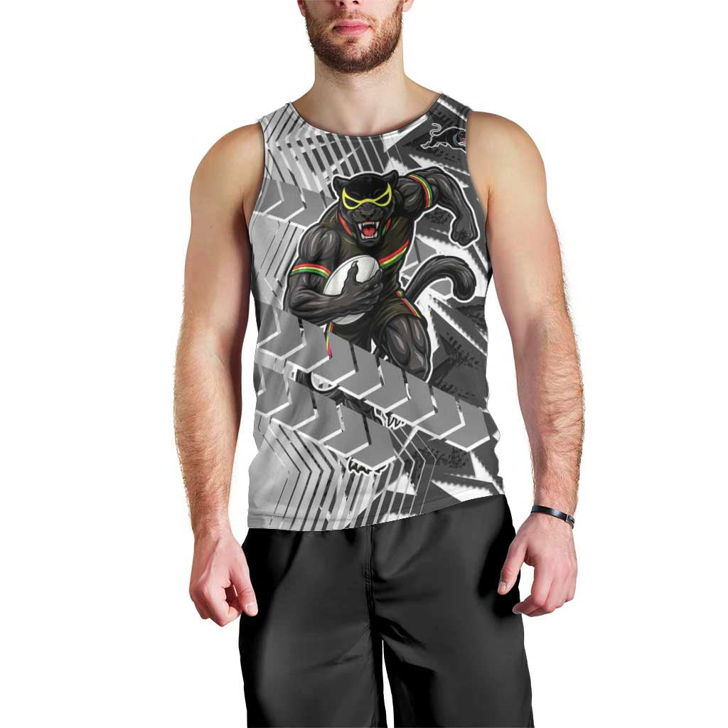 Penrith Panthers Rugby Men Tank Top Fierce Mascot Geometric Tribal Art