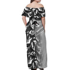 Penrith Panthers Rugby Off Shoulder Maxi Dress Fierce Mascot Geometric Tribal Art