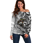 Penrith Panthers Rugby Off Shoulder Sweater Fierce Mascot Geometric Tribal Art