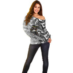Penrith Panthers Rugby Off Shoulder Sweater Fierce Mascot Geometric Tribal Art