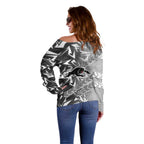 Penrith Panthers Rugby Off Shoulder Sweater Fierce Mascot Geometric Tribal Art