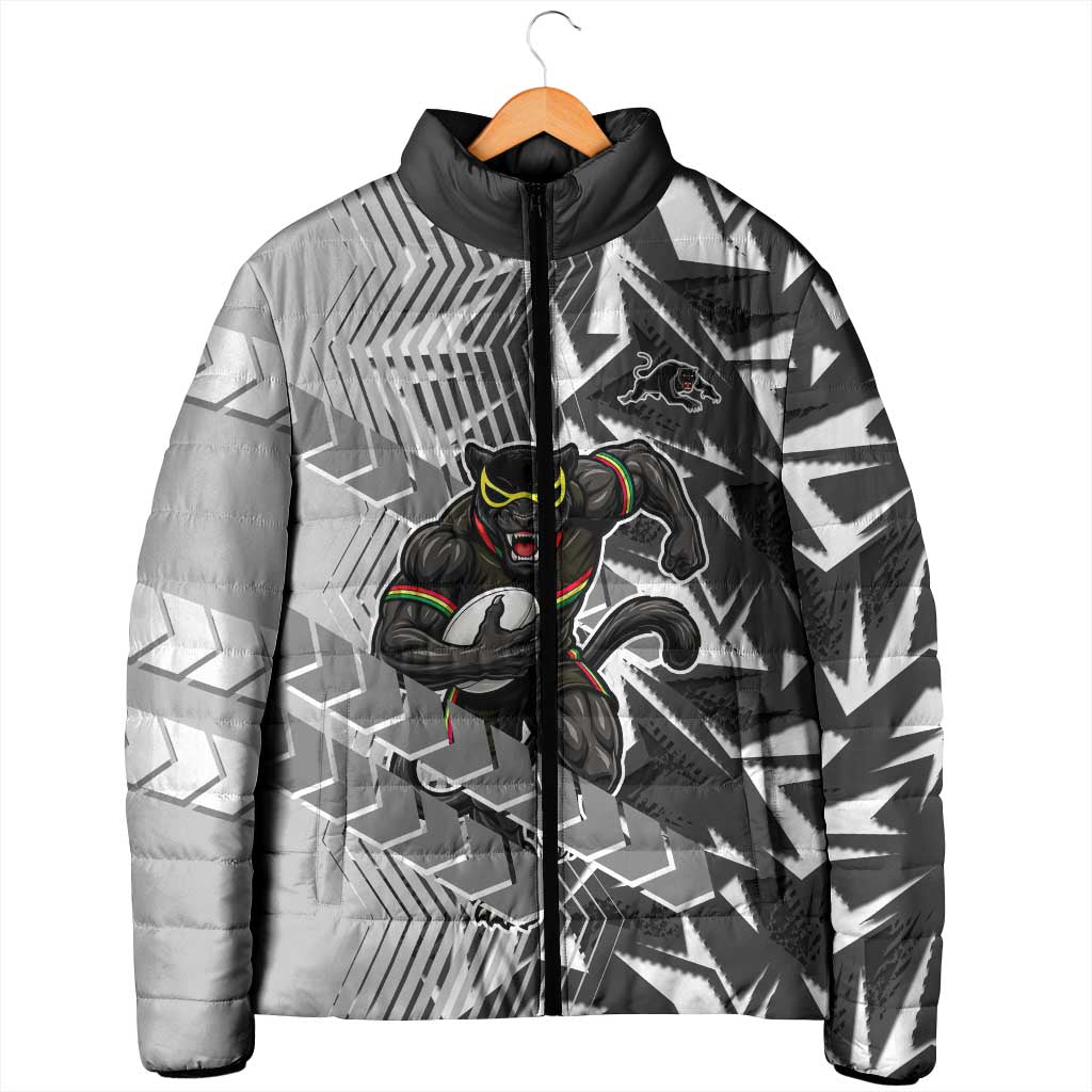 Penrith Panthers Rugby Padded Jacket Fierce Mascot Geometric Tribal Art