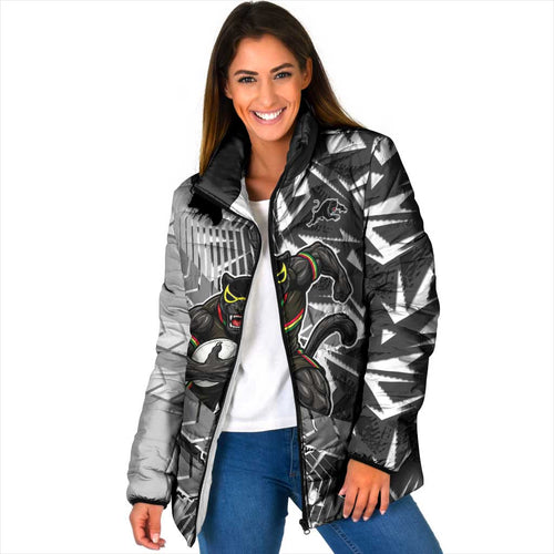 Penrith Panthers Rugby Padded Jacket Fierce Mascot Geometric Tribal Art