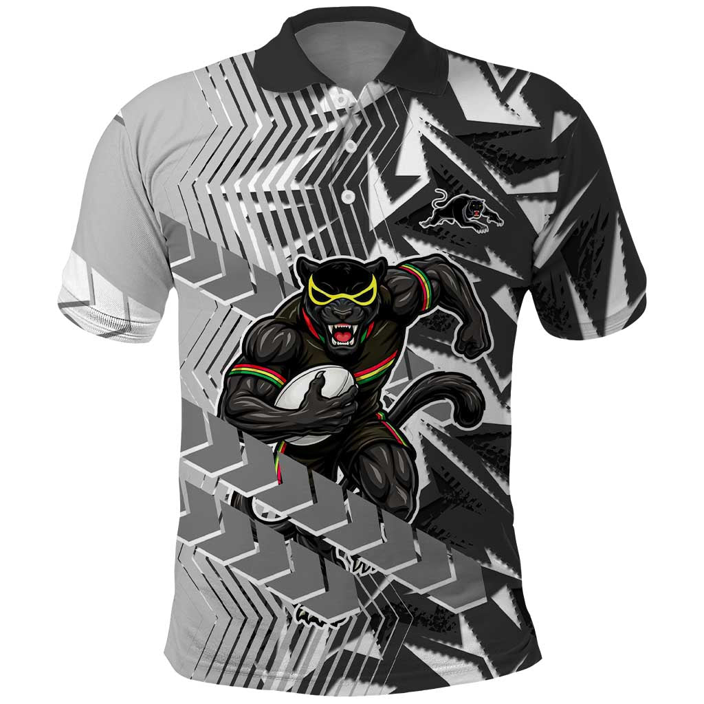 Penrith Panthers Rugby Polo Shirt Fierce Mascot Geometric Tribal Art