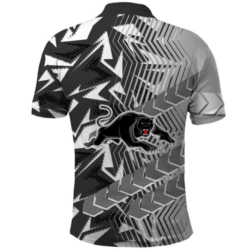 Penrith Panthers Rugby Polo Shirt Fierce Mascot Geometric Tribal Art