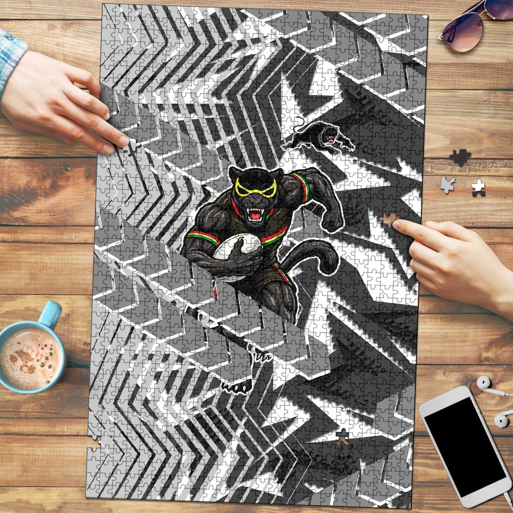 Penrith Panthers Rugby Puzzle Fierce Mascot Geometric Tribal Art