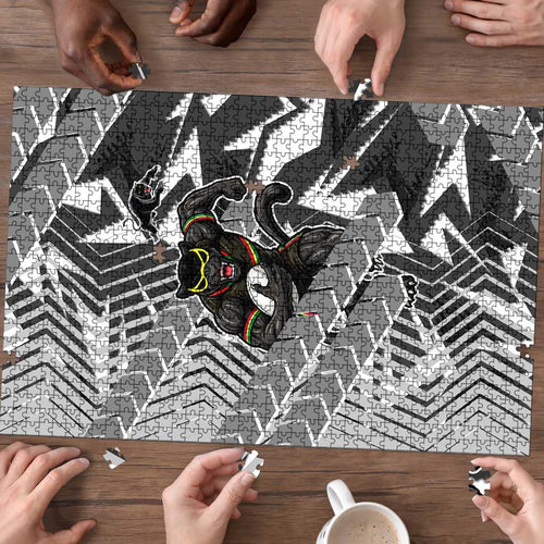 Penrith Panthers Rugby Puzzle Fierce Mascot Geometric Tribal Art