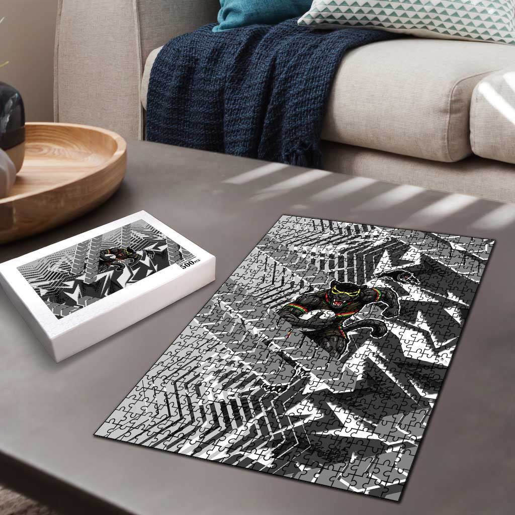 Penrith Panthers Rugby Puzzle Fierce Mascot Geometric Tribal Art