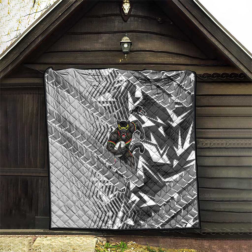 Penrith Panthers Rugby Quilt Fierce Mascot Geometric Tribal Art