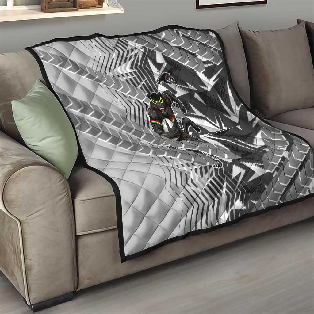 Penrith Panthers Rugby Quilt Fierce Mascot Geometric Tribal Art