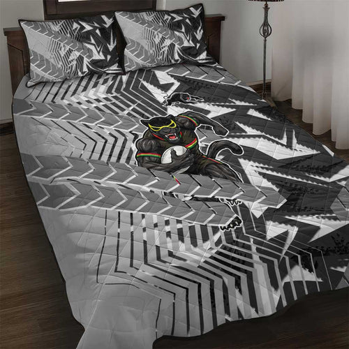 Penrith Panthers Rugby Quilt Bed Set Fierce Mascot Geometric Tribal Art