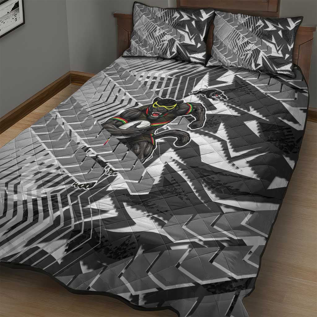 Penrith Panthers Rugby Quilt Bed Set Fierce Mascot Geometric Tribal Art
