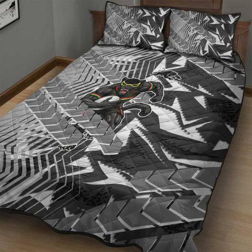 Penrith Panthers Rugby Quilt Bed Set Fierce Mascot Geometric Tribal Art