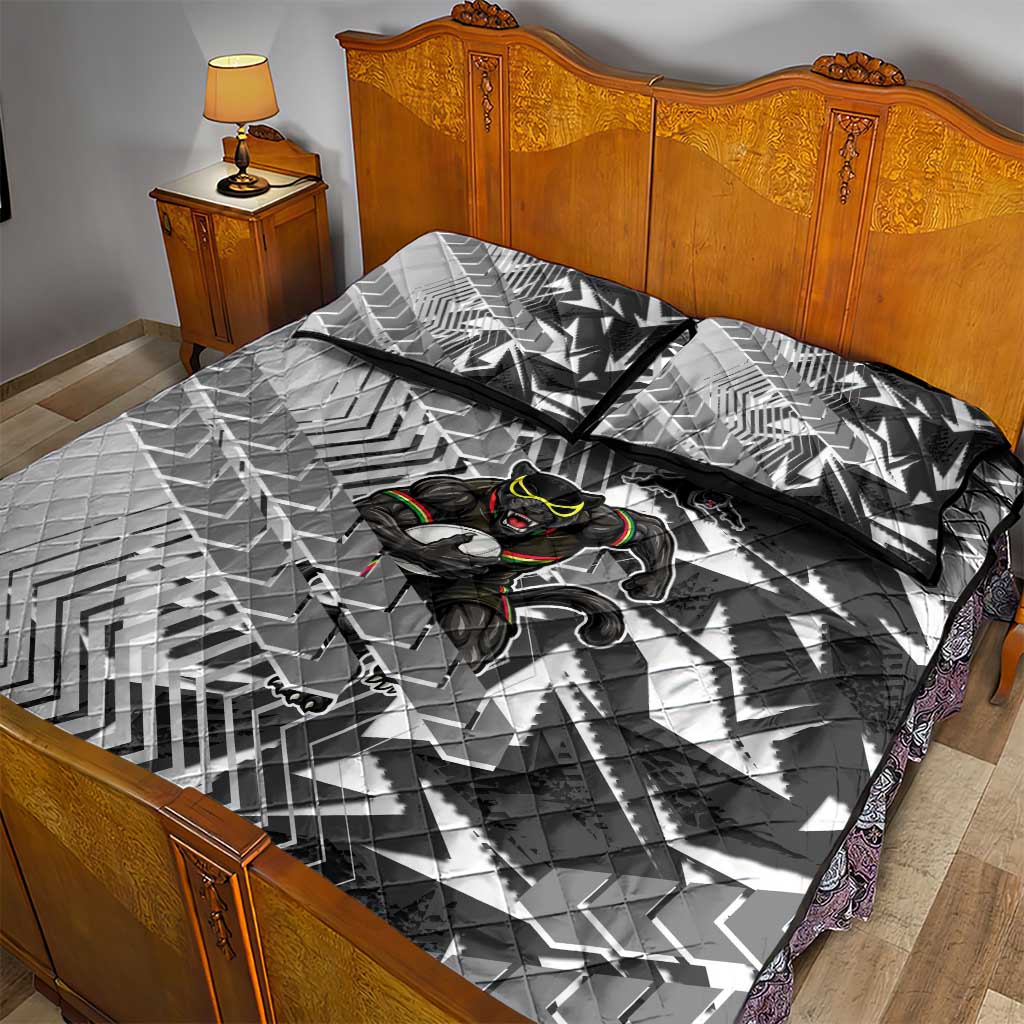 Penrith Panthers Rugby Quilt Bed Set Fierce Mascot Geometric Tribal Art