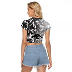 Penrith Panthers Rugby Raglan Cropped T Shirt Fierce Mascot Geometric Tribal Art