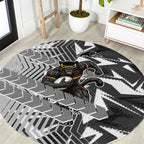Penrith Panthers Rugby Round Carpet Fierce Mascot Geometric Tribal Art