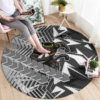 Penrith Panthers Rugby Round Carpet Fierce Mascot Geometric Tribal Art