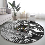 Penrith Panthers Rugby Round Carpet Fierce Mascot Geometric Tribal Art