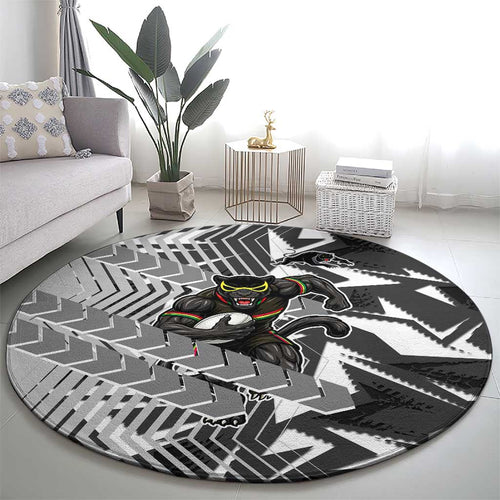Penrith Panthers Rugby Round Carpet Fierce Mascot Geometric Tribal Art