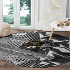 Penrith Panthers Rugby Round Carpet Fierce Mascot Geometric Tribal Art