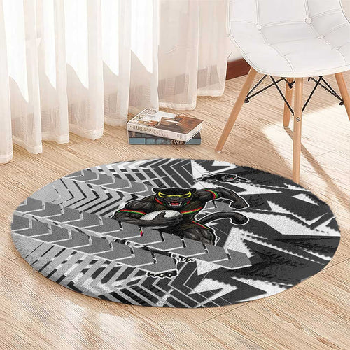 Penrith Panthers Rugby Round Carpet Fierce Mascot Geometric Tribal Art