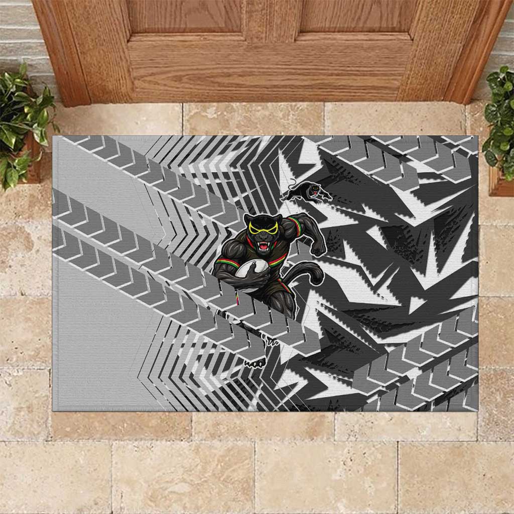 Penrith Panthers Rugby Rubber Doormat Fierce Mascot Geometric Tribal Art