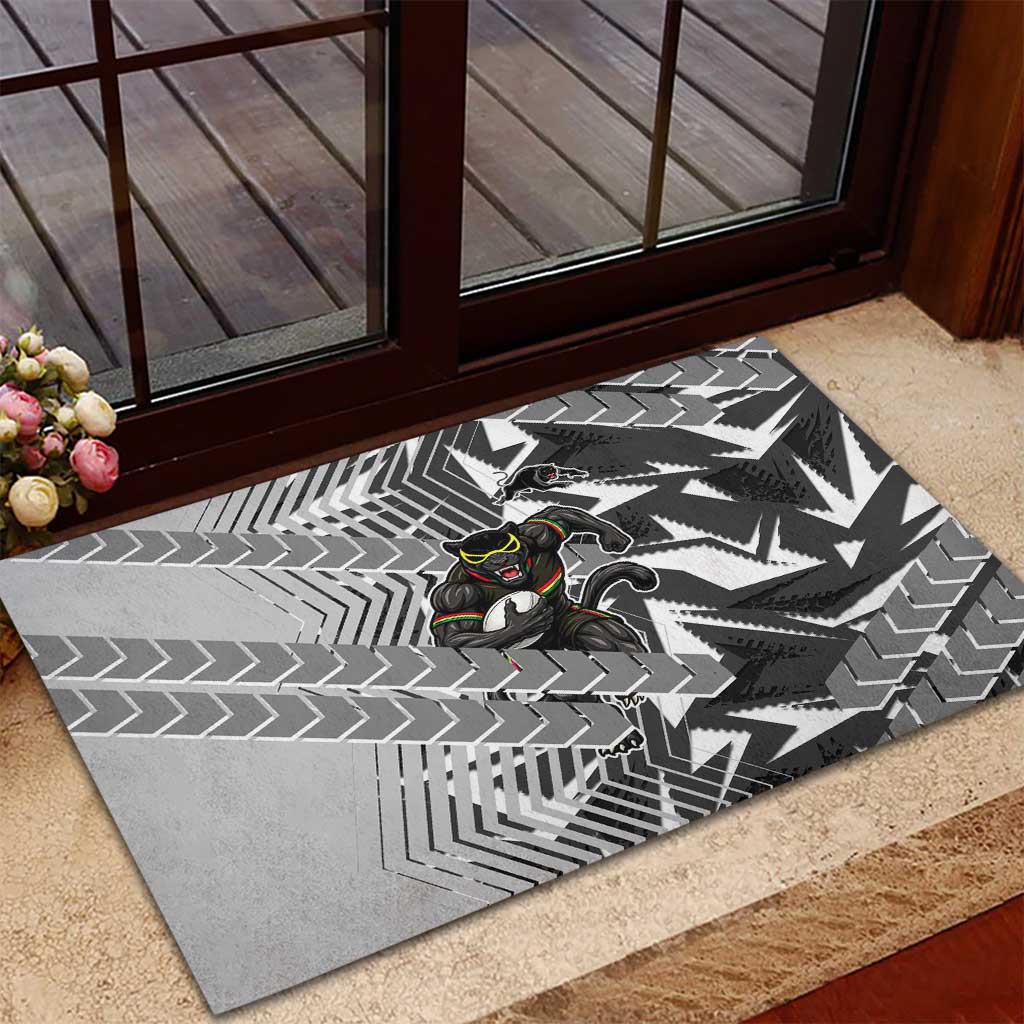 Penrith Panthers Rugby Rubber Doormat Fierce Mascot Geometric Tribal Art