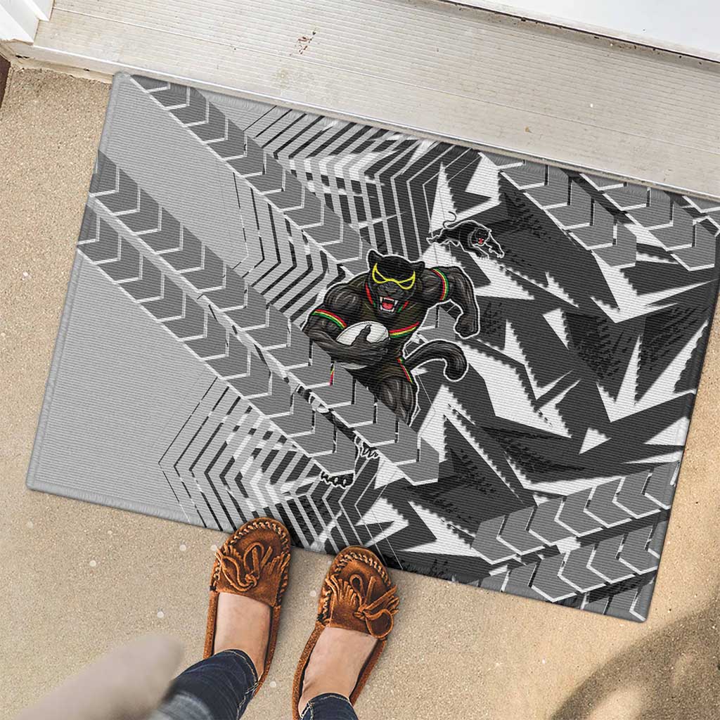 Penrith Panthers Rugby Rubber Doormat Fierce Mascot Geometric Tribal Art
