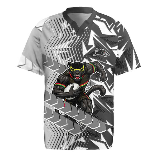 Penrith Panthers Rugby Rugby Jersey Fierce Mascot Geometric Tribal Art