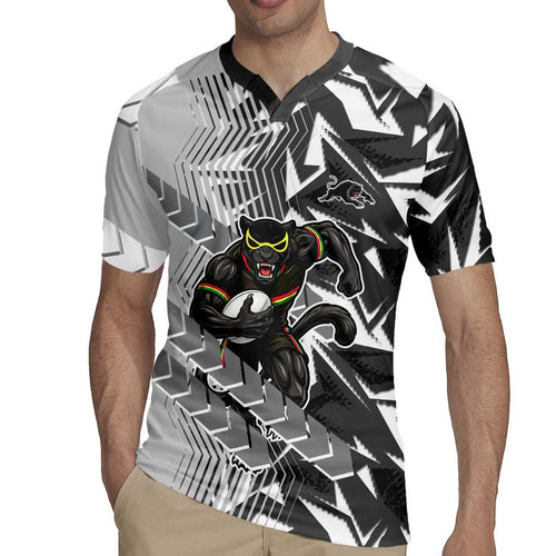 Penrith Panthers Rugby Rugby Jersey Fierce Mascot Geometric Tribal Art